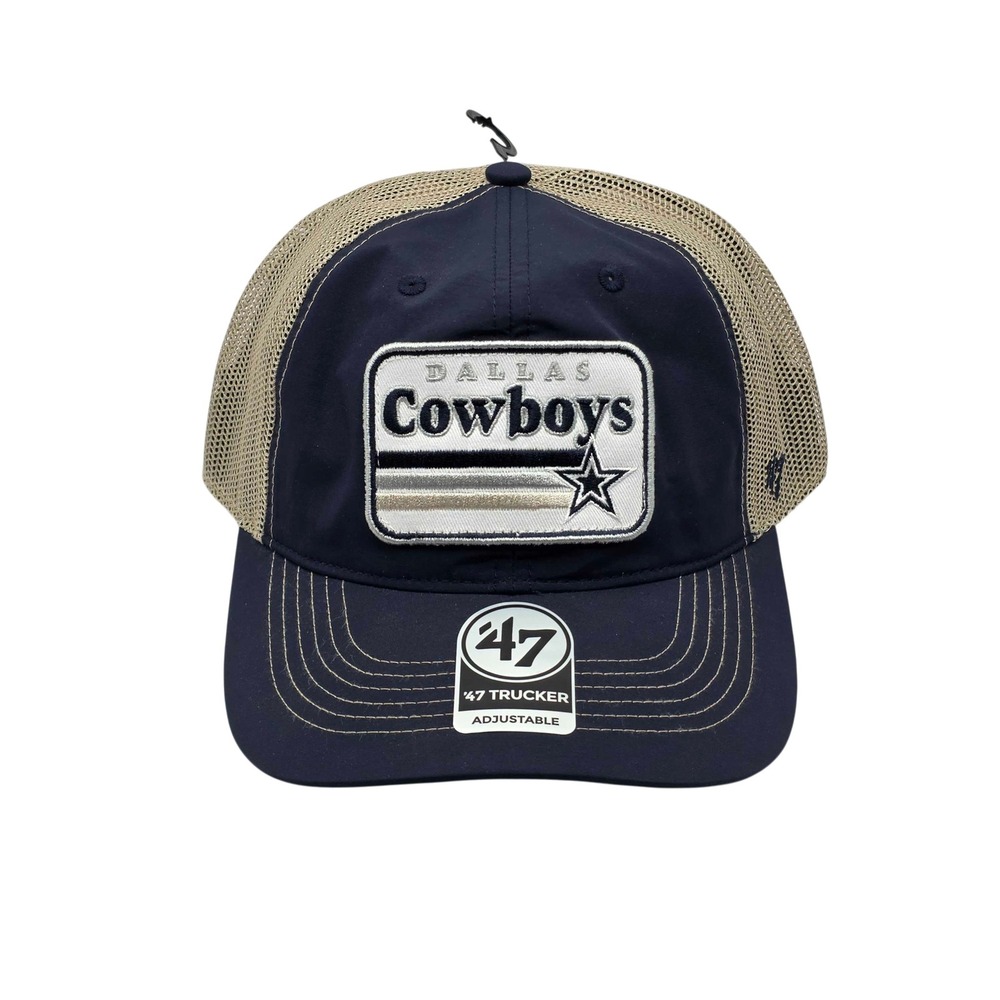 '47 Brand Dallas Cowboys NFL Patch Snapback Trucker Hat Cap Navy Tan Mesh NEW